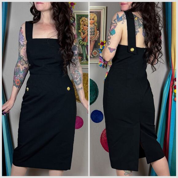 Vintage 1990s Black Rib Sleeveless Sheath Dress - Picture 4 of 7